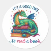 Sticker Rond C'est une bonne journée pour lire un livre (Devant)