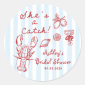 Sticker Rond C'est une Fête des mariées de homard côtier (Devant)