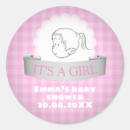 Sticker Rond C'est une fille (Devant)