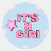 Sticker Rond C'est une fille 3D Text Star (Devant)