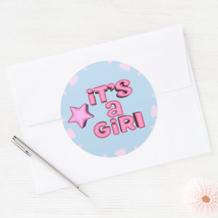 Sticker Rond C'est une fille 3D Text Star
