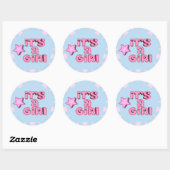 Sticker Rond C'est une fille 3D Text Star (Feuille)