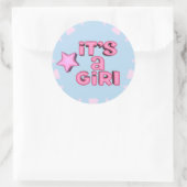Sticker Rond C'est une fille 3D Text Star (Sac)
