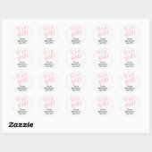 Sticker Rond C'est une fille Baby shower Favor Balise rose (Feuille)