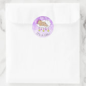 Sticker Rond C'est une fille, Baby Shower ou Naissance Annonce (Sac)
