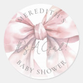 Sticker Rond C'est une fille Baby Shower Rose Ruban (Devant)