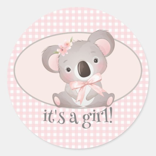 Sticker Rond C'est une fille, Baby Shower, Sceaux d'enveloppe r (Devant)