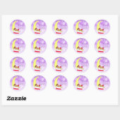 Sticker Rond C'est une fille, bébé fille sur la lune Violet Eth (Feuille)
