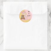 Sticker Rond C'est une fille - Bébé mignon dessin animé (Sac)