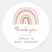 Sticker Rond C'est une fille Boho Rainbow Baby shower Merci (Devant)