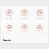 Sticker Rond C'est une fille Boho Rainbow Baby shower Merci (Feuille)