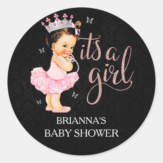 Sticker Rond C'est une fille C'est un Baby shower de fille (Devant)