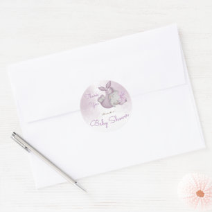 Sticker Rond C'est une fille éléphant bébé fille shower merci