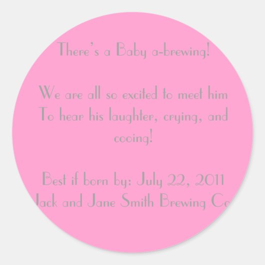 Sticker Rond C'est une fille ! thé baby shower (Devant)