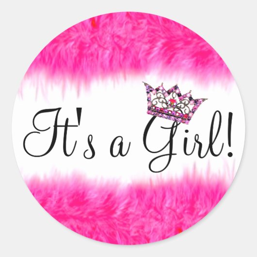 Sticker Rond « C'est une fille ! » Tiara Bébé (Devant)