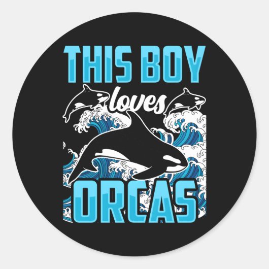 Sticker Rond Cet Amour Orcas Baleine de mer Orca Protéger (Devant)