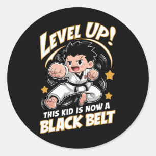 Sticker Rond Cet Enfant Est Aujourd'Hui Un Noir Karate Hapkido 