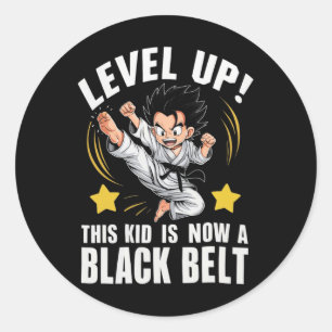 Sticker Rond Cet Enfant Est Aujourd'Hui Un Noir Karate Hapkido 