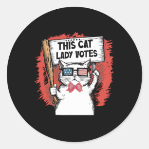 Sticker Rond Cette Femme Au Chat Vote Président Élection Vote C