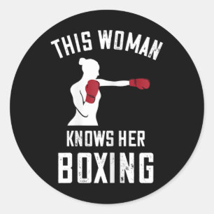 Sticker Rond Cette femme connaît la boxe Boxeur Kickboxing Gant