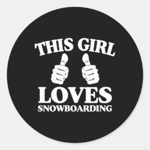 Sticker Rond Cette Fille Aime Le Snowboard À Deux Pouces
