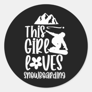 Sticker Rond Cette Fille Aime Le Snowboard Lover Snowboard Snow