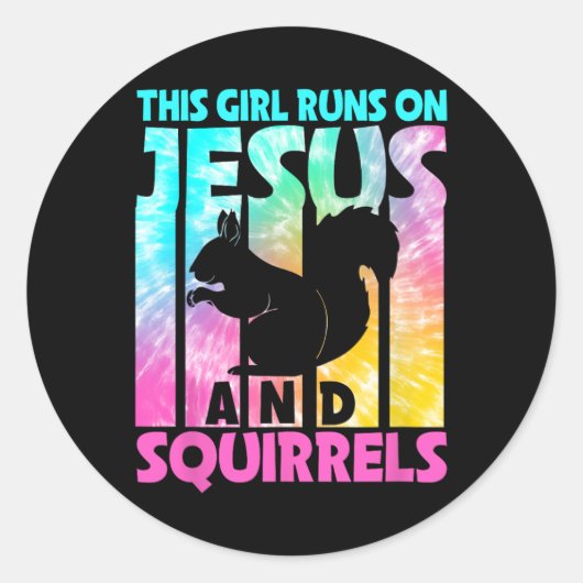 Sticker Rond Cette Fille Coule Sur Jésus Et Amoureux D'Écureuil (Devant)