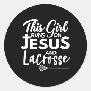 Sticker Rond Cette Fille Fonctionne Sur Jésus Et La Crosse
