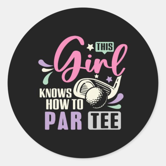 Sticker Rond Cette fille sait comment par Tee drôle de golf lai (Devant)
