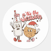 Sticker Rond cette saison lait cookies mot art rétro (Devant)