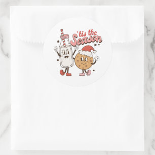 Sticker Rond cette saison lait cookies mot art rétro