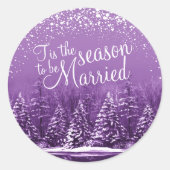 Sticker Rond Cette saison mariage hiver lac de pin violet (Devant)