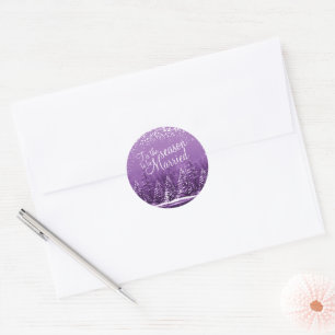 Sticker Rond Cette saison mariage hiver lac de pin violet