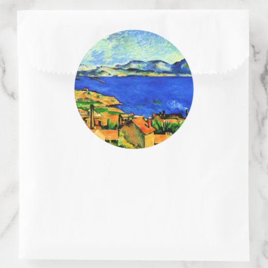 Sticker Rond Cezanne - Gulf of Marseille, popular artwork, (Sac)
