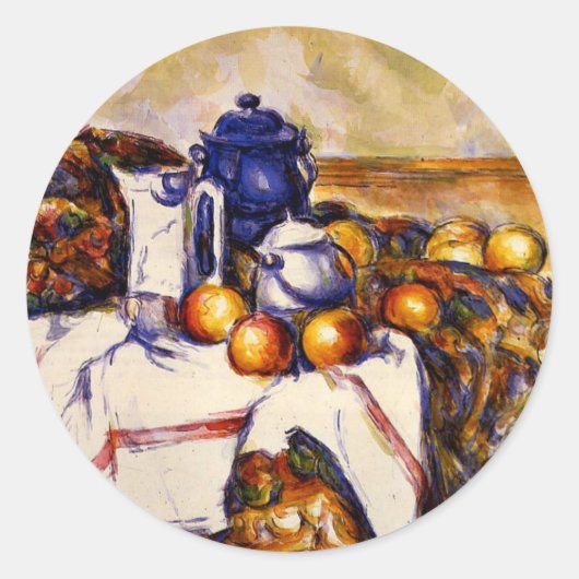 Sticker Rond Cezanne - La vie morte avec Pot Bleu (Devant)