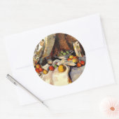 Sticker Rond Cezanne - Still Life Post, Bottle, Cup and Fruit (Enveloppe)