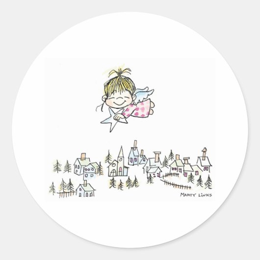 Sticker Rond CH-010 Ange de Noël (Devant)