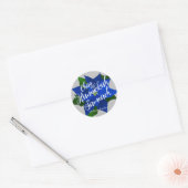 Sticker Rond Chag Hanoukka Sameach - Blue Poinsettia Hanoukka (Enveloppe)