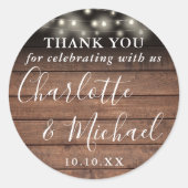 Sticker Rond Chaîne de bois rustique illumine mariage Favoriser (Devant)
