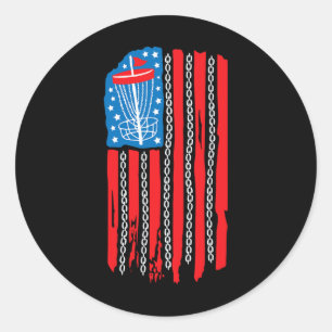 Sticker Rond Chaîne de panier de golf à disque Drapeau Américai