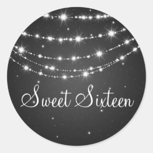 Sticker Rond Chaîne de sweet sixteen mousseux noir