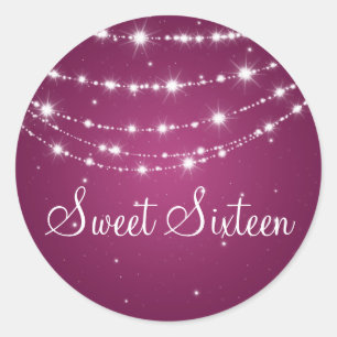 Sticker Rond Chaîne de sweet sixteen mousseux rose