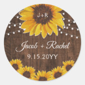 Sticker Rond Chaîne de tournesol rustique Lumières Monogramme M (Devant)