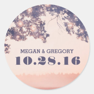 Sticker Rond Chaîne Lights Branches de l'arbre Mariage rustique