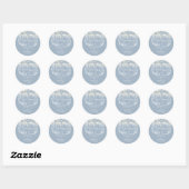Sticker Rond Chaîne Lights Floral Dusty Mariage bleu (Feuille)