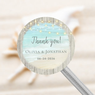 Sticker Rond Chaîne Rustique en bois éclaire Mariage de plage