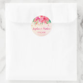 Sticker Rond Chaîne tropicale éclaire le Mariage d'aquarelle fl (Sac)