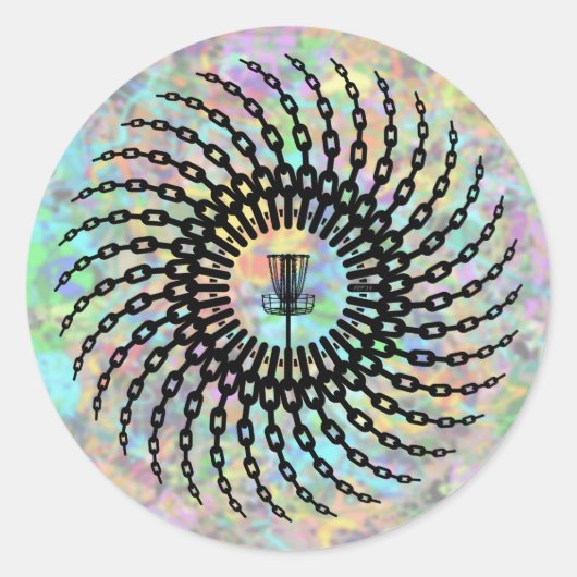 Sticker Rond Chaînes de panier de golf sur disque (Devant)