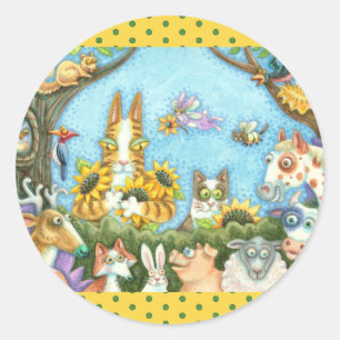 STICKER ROND CHAÎNES N'FITZ ET MENAGERIE D'AMIS, AMUSANT