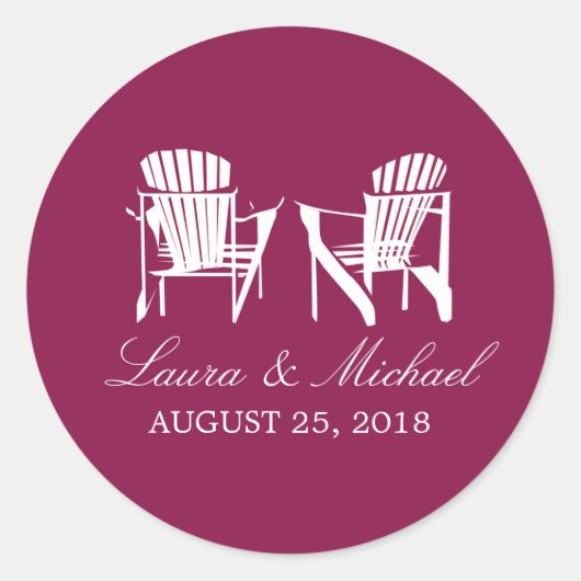 Sticker Rond Chaises Adirondack Bourgogne | MARIAGE (Devant)